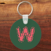 Creepy Monogram Botsing Roze op Groen Sleutelhanger (Achterkant)
