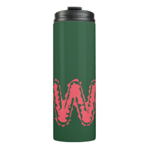 Creepy Monogram Botsing Roze op Groen Thermosbeker
