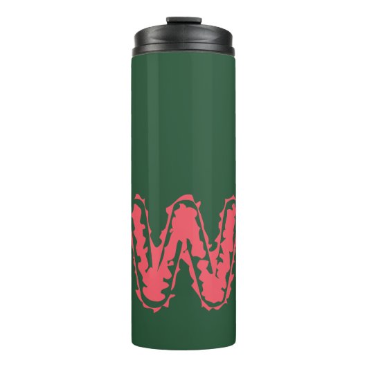 Creepy Monogram Botsing Roze op Groen Thermosbeker (Voorkant)