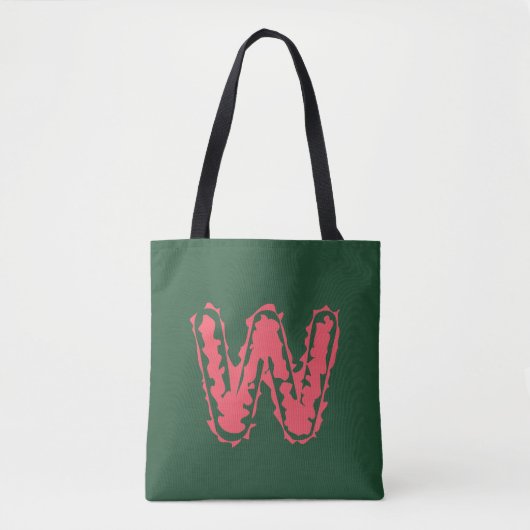 Creepy Monogram Botsing Roze op Groen Tote Bag (Voorkant)