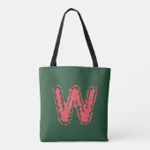 Creepy Monogram Botsing Roze op Groen Tote Bag (Achterkant)