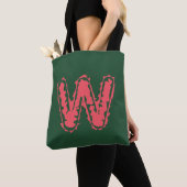 Creepy Monogram Botsing Roze op Groen Tote Bag (Dichtbij)