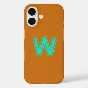 Creepy Monogram Giftig Groen op Sinaasappel iPhone 16 Hoesje