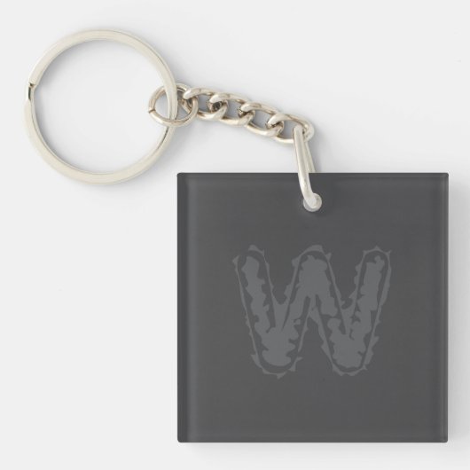 Creepy Monogram grijs op grijs Sleutelhanger (Voorkant)