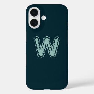 Creepy Monogram Mint Groen op Deep Blue iPhone 16 Hoesje