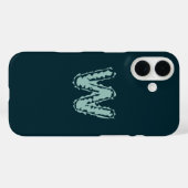 Creepy Monogram Mint Groen op Deep Blue Case-Mate iPhone Case (Achterkant (horizontaal))
