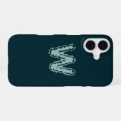 Creepy Monogram Mint Groen op Deep Blue iPhone 16 Hoesje (Achterkant horizontaal)