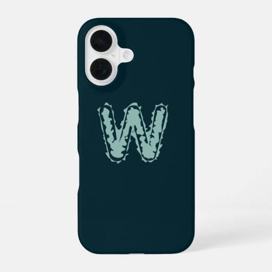 Creepy Monogram Mint Groen op Deep Blue iPhone 16 Hoesje (Achterkant)