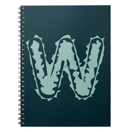 Creepy Monogram Mint Groen op Deep Blue Notitieboek (Voorkant)