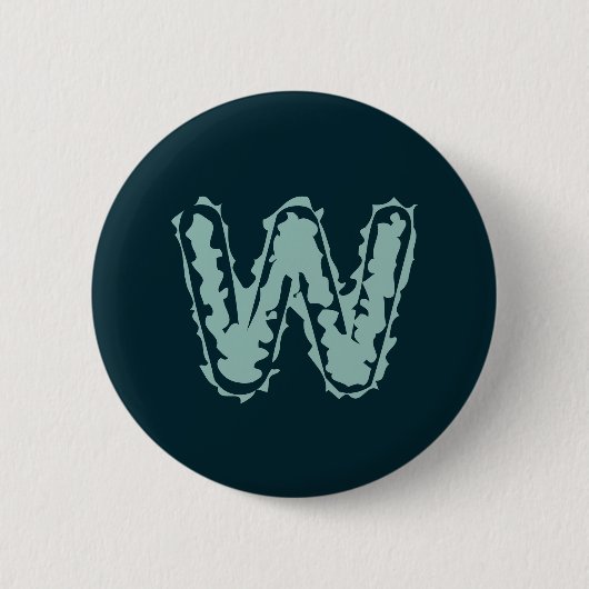 Creepy Monogram Mint Groen op Deep Blue Ronde Button 5,7 Cm (Voorkant)