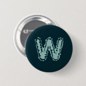 Creepy Monogram Mint Groen op Deep Blue Ronde Button 5,7 Cm (Voorkant /achterkant)