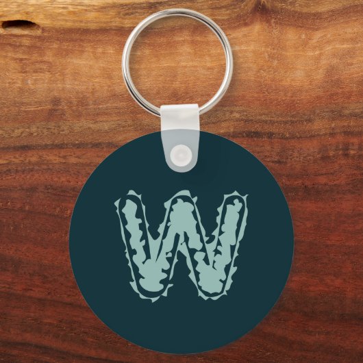 Creepy Monogram Mint Groen op Deep Blue Sleutelhanger (Achterkant)