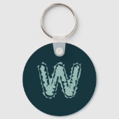 Creepy Monogram Mint Groen op Deep Blue Sleutelhanger (Achterkant)