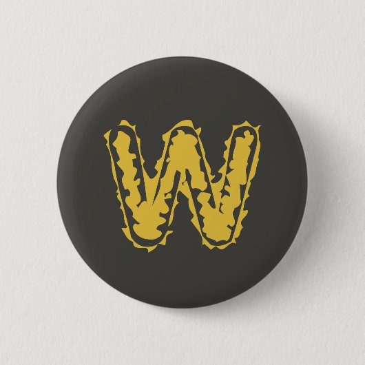 Creepy Monogram Moody Geel op Donkergrijs Ronde Button 5,7 Cm (Voorkant)
