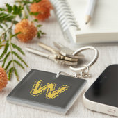 Creepy Monogram Moody Geel op Donkergrijs Sleutelhanger (Voorkant Rechts)