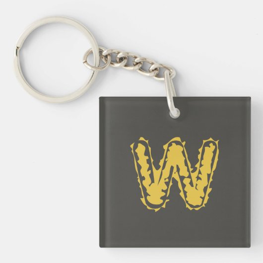 Creepy Monogram Moody Geel op Donkergrijs Sleutelhanger (Voorkant)