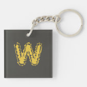Creepy Monogram Moody Geel op Donkergrijs Sleutelhanger (Achterkant)