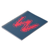 Creepy Monogram Rood op Blauw Notitieboek (Linkerzijde)