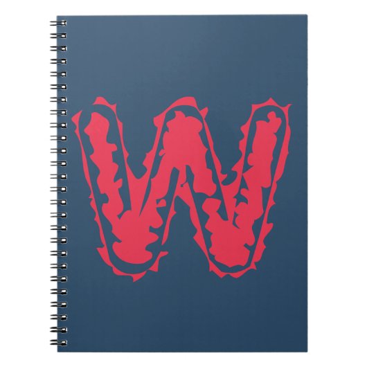Creepy Monogram Rood op Blauw Notitieboek (Voorkant)