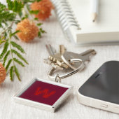 Creepy Monogram rood op rood Sleutelhanger (Zijkant)