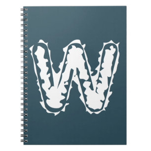 Creepy Monogram Wit op Blauw Notitieboek