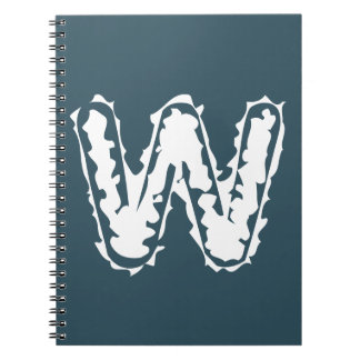 Creepy Monogram Wit op Blauw Notitieboek