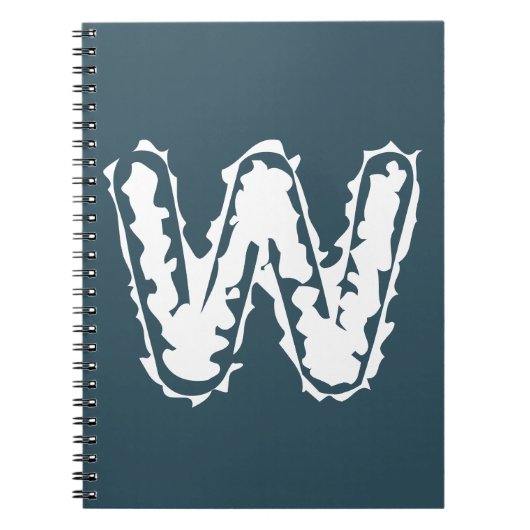 Creepy Monogram Wit op Blauw Notitieboek (Voorkant)