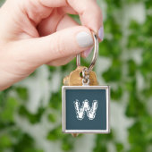 Creepy Monogram Wit op Blauw Sleutelhanger (Hand)