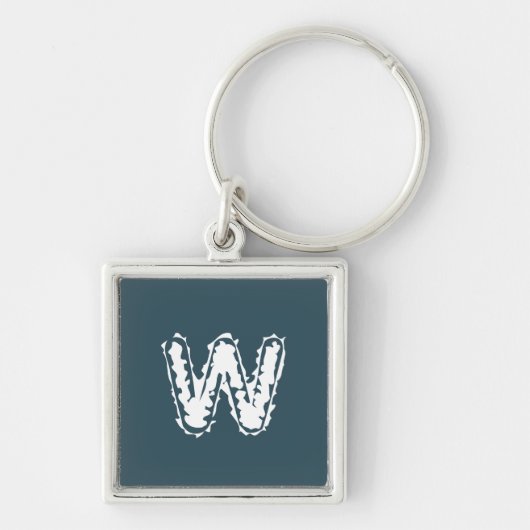 Creepy Monogram Wit op Blauw Sleutelhanger (Voorkant)