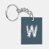 Creepy Monogram Wit op Blauw Sleutelhanger (Voorkant Links)