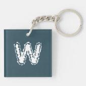 Creepy Monogram Wit op Blauw Sleutelhanger (Achterkant)