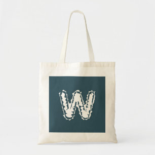 Creepy Monogram Wit op Blauw Tote Bag