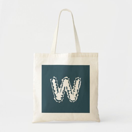 Creepy Monogram Wit op Blauw Tote Bag (Voorkant)