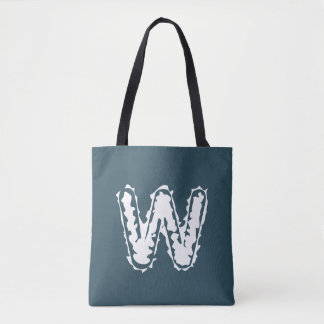 Creepy Monogram Wit op Blauw Tote Bag