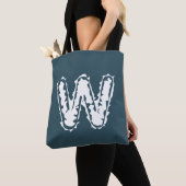 Creepy Monogram Wit op Blauw Tote Bag (Dichtbij)