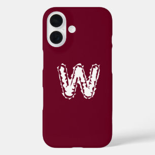 Creepy Monogram Wit op Rood iPhone 16 Hoesje