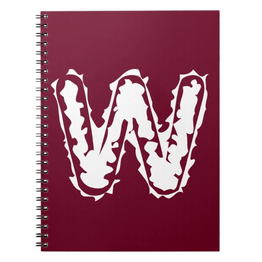 Creepy Monogram Wit op Rood Notitieboek (Voorkant)