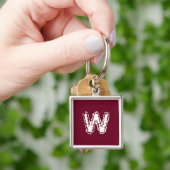 Creepy Monogram Wit op Rood Sleutelhanger (Hand)
