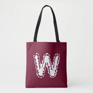 Creepy Monogram Wit op Rood Tote Bag