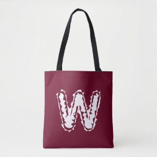Creepy Monogram Wit op Rood Tote Bag