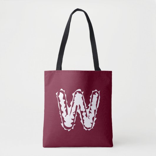 Creepy Monogram Wit op Rood Tote Bag (Voorkant)