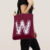 Creepy Monogram Wit op Rood Tote Bag (Dichtbij)