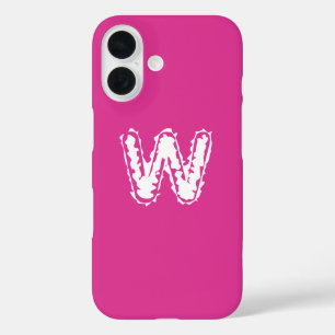 Creepy Monogram Wit op Roze iPhone 16 Hoesje