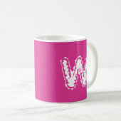 Creepy Monogram Wit op Roze Koffiemok (Voorkant rechts)