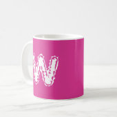 Creepy Monogram Wit op Roze Koffiemok (Voorkant links)