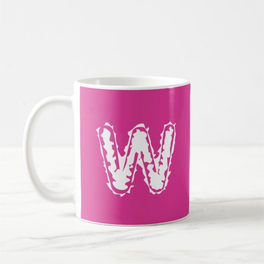 Creepy Monogram Wit op Roze Koffiemok (Links)