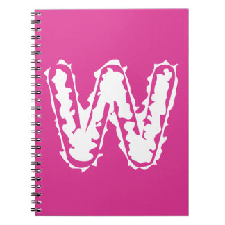 Creepy Monogram Wit op Roze Notitieboek