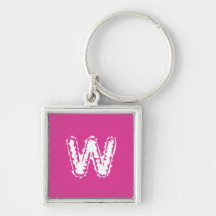 Creepy Monogram Wit op Roze Sleutelhanger