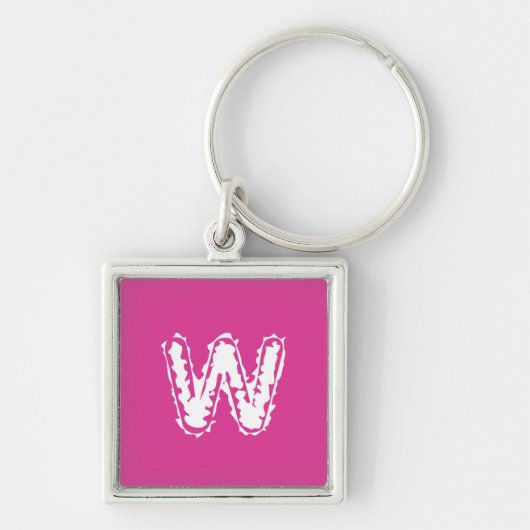 Creepy Monogram Wit op Roze Sleutelhanger (Voorkant)