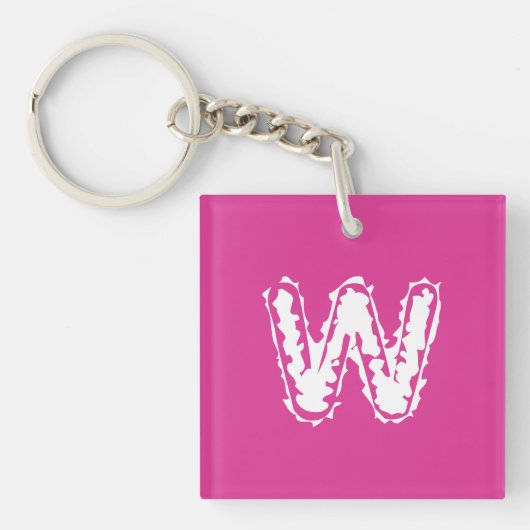 Creepy Monogram Wit op Roze Sleutelhanger (Voorkant)